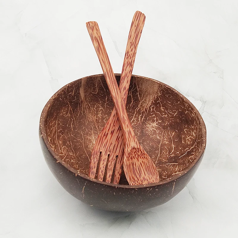 100% натуральный кокос изысканная ручная работа домашняя посуда миска набор вилок