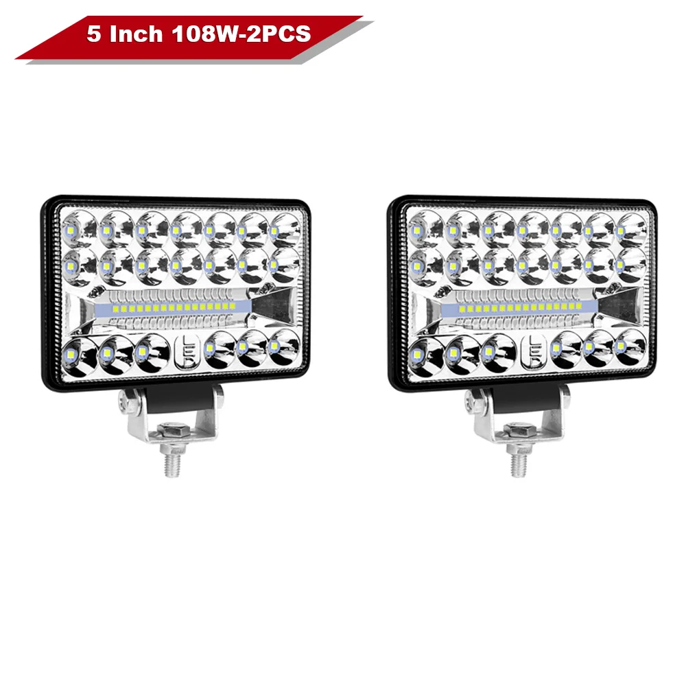 Antom 4Pcs Focos Led 12v 72W Cuadrado De 3,3 Pulgadas Faro 12v 24V IP67 Impermeable Luz De Marcha Atrás Faro Auxiliar Coche Para Excavadoras Tractores ATV Camiones