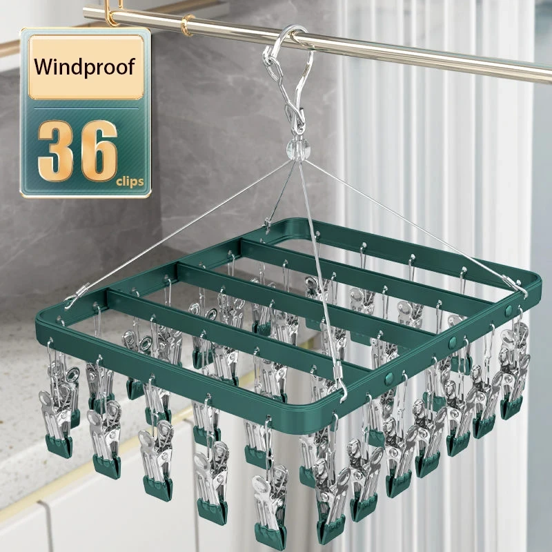 Windproof Aluminum Alloy Socks Rack Towel Drying Rack Underwear Hanger Clothes Wardrobe Organizer,Light Luxury High-quality 2