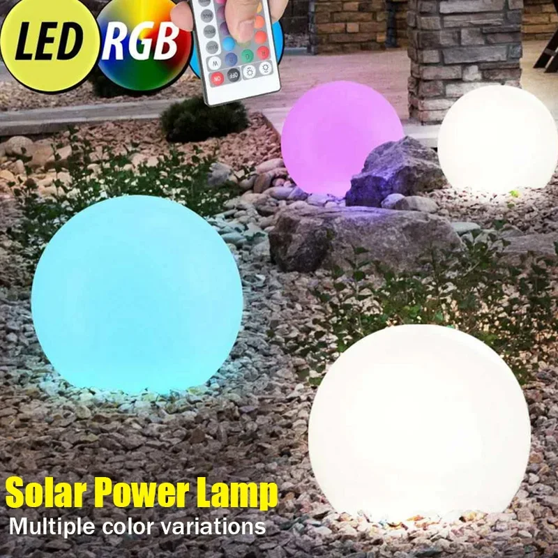 Outdoor Solar LED Ground Ball Lights Remote Control 16 Colors Floor Street Lawn Lamp Wedding Party Holiday Home Decor Lamp