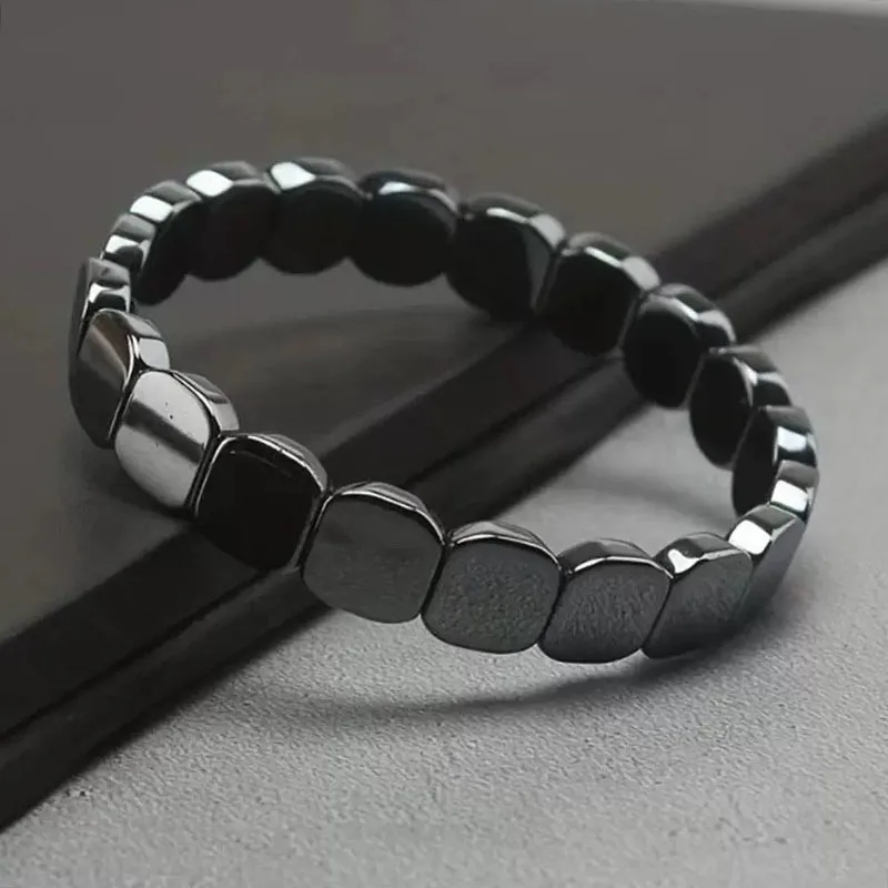 Minimalistisches Gesundheits-Hämatit-Armband für Männer und Frauen, natürlicher Hämatit-Stein, Perlenarmband, Stretch-Heilarmbänder, Geschenkschmuck – Detail 1