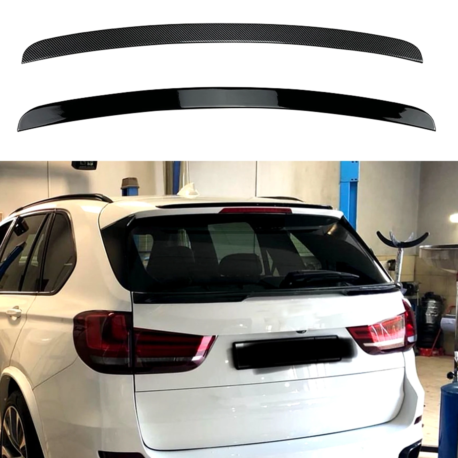 BMW X5 F15 M 스포츠 2014 2015 2016 2017 2018 글로스 블랙 탄소 섬유 룩 리어 트렁크 루프 스포일러 윙 어퍼 스플리터 립