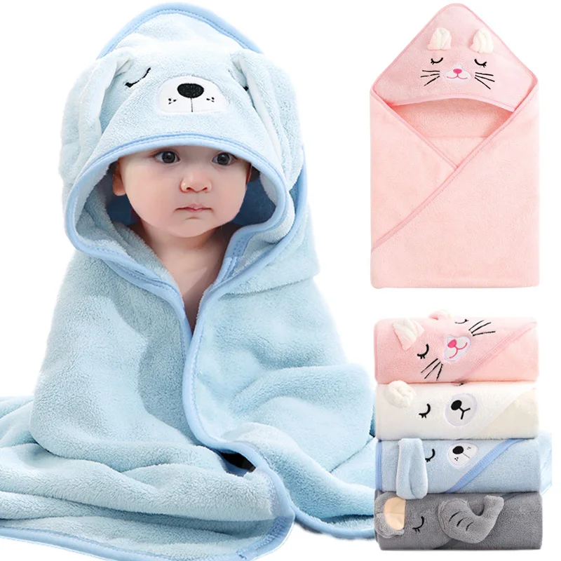 Cartoon Animal Baby Bath Towels Soft Newborn Hooded Towel Blanket Toddler Bathrobe Warm Sleeping Swaddle Wrap for Boys Girls - 3