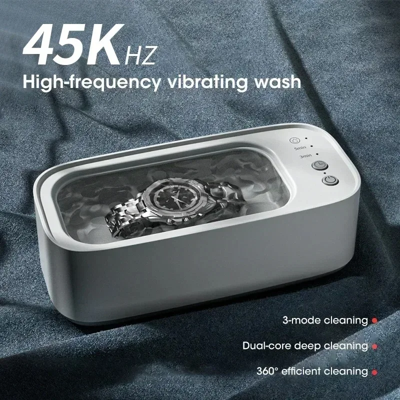 Portable Ultrasonic Cleaner Rechargeable 40KHz Deep Clean for Jewelry Eyeglasses Razors Braces Comb Makeup Brush etc
