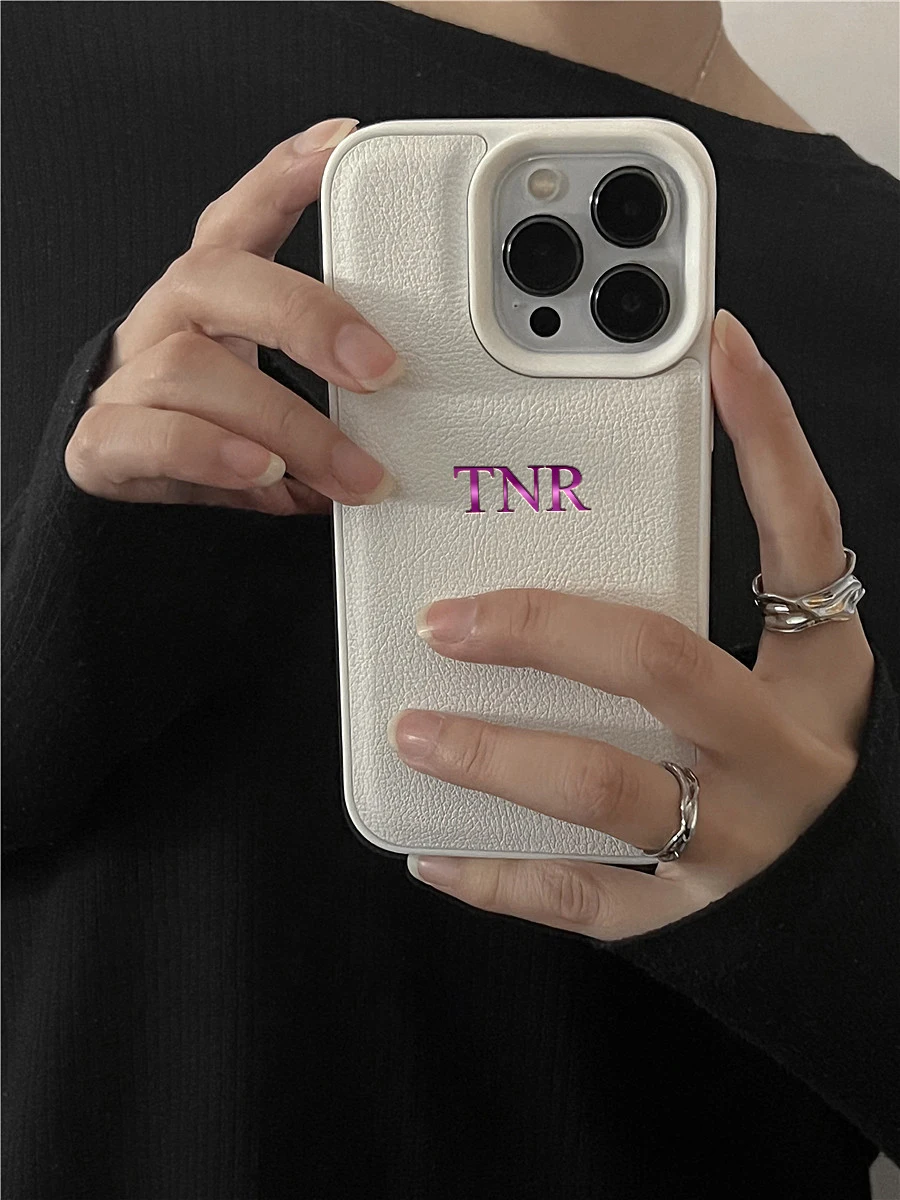 Luxury Personalized Leather Case with Customized Initials and Name, Enhanced Cover Design