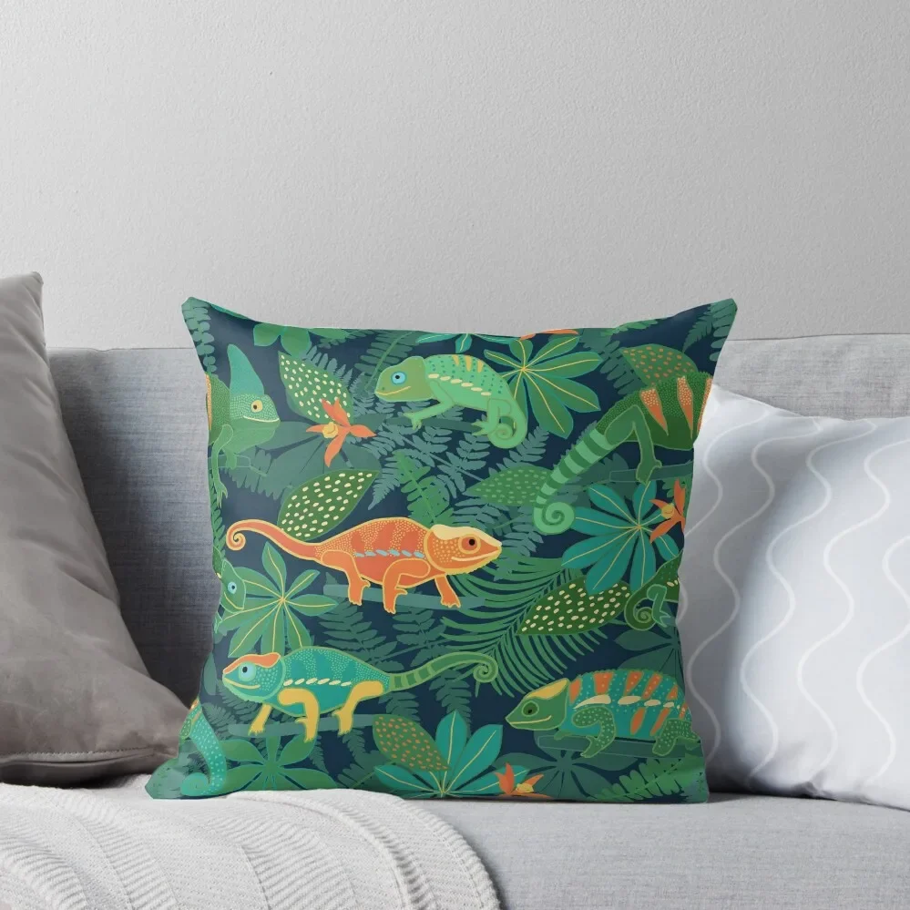 

Chameleons in Jungle Throw Pillow