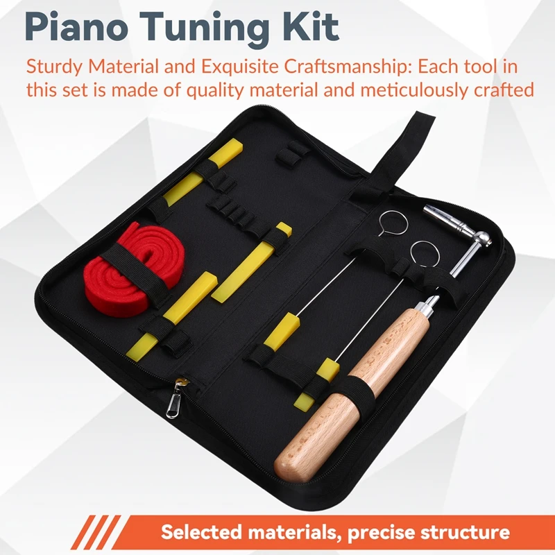 M15K-Piano Tuning Kit, Piano Tuning Tools With Carry Case, Piano Hammer And Mute Set, Wrench