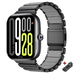 Enhanced Metal Strap with Magnetic Buckle - Stylish and Replaceable Alloy Bracelet - Redmi Watch 3 Active (Black Gray)