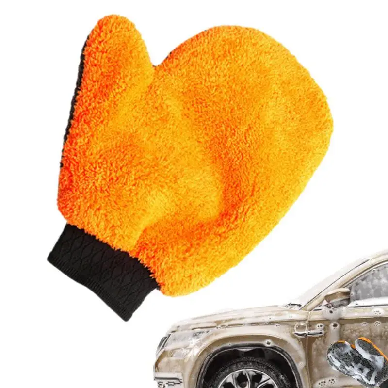 

Scratch Free Wash Mitt Reusable Car Wash Microfiber Wax Detailing Gloves Double Sided Water Absorption Drying Mitts For Cars