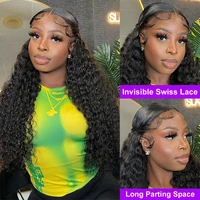 Perruque Lace Front Wig Deep Wave brésilienne naturelle, cheveux humains, 13x4, 13x6, pre-plucked, transparente HD 3