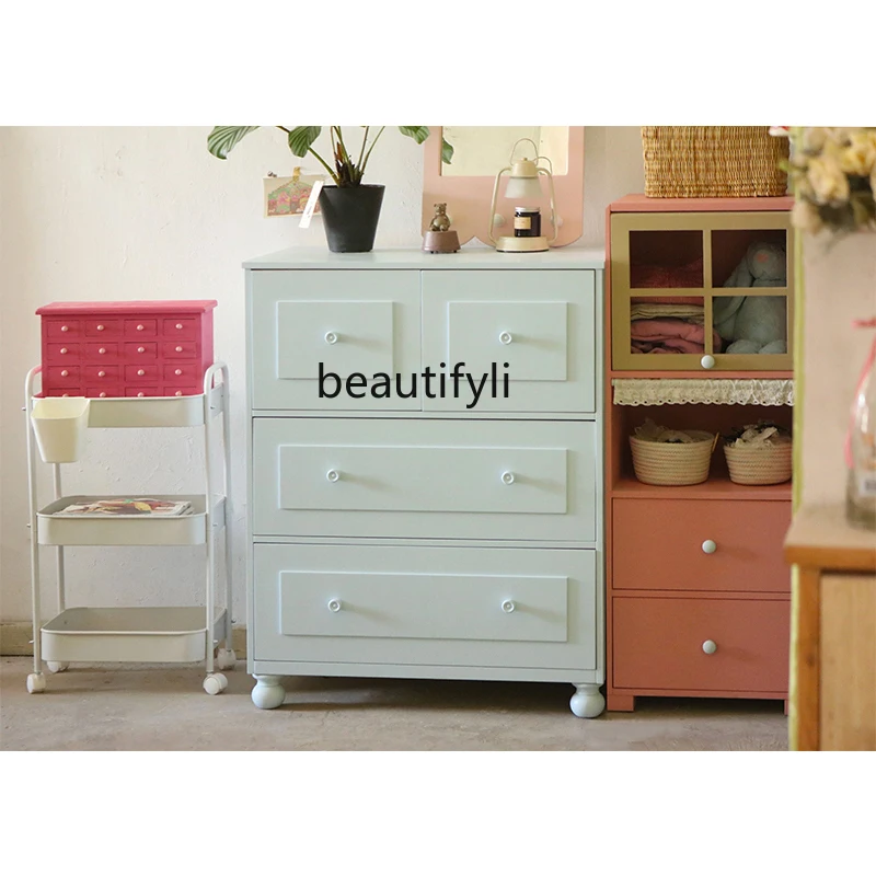 

CXH Chest Of Drawers Wooden 4-Bucket Locker-Water-Based Paint Handmade