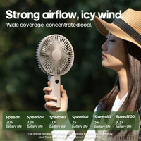 Ventilateur portable à main 3600mAh, ventilateur de bureau pliable multifonctionnel rechargeable, 100 vitesses avec écran LED pour les voyages en plein air 5