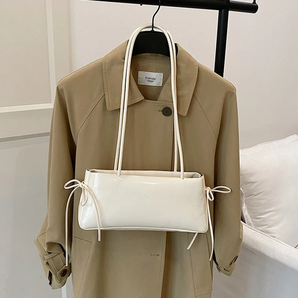 Trend PU Leather Work Shoulder Bag Large Capacity Simple Female Crossbody Bag Solid Color Commuting Bag Women Female
