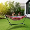 Hammock with Space Saving Metal Stand, Indoor Hammock Stand With Carrying Bag, Strong Striped Print Strong Load-Bearing 3