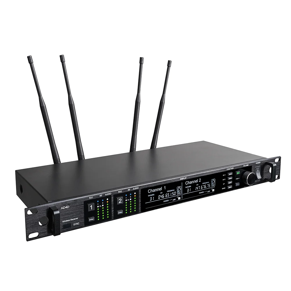 AD4D KSM8 Professionnel UHF 2 channel Wireless Microphone system for DJ karaoke stage