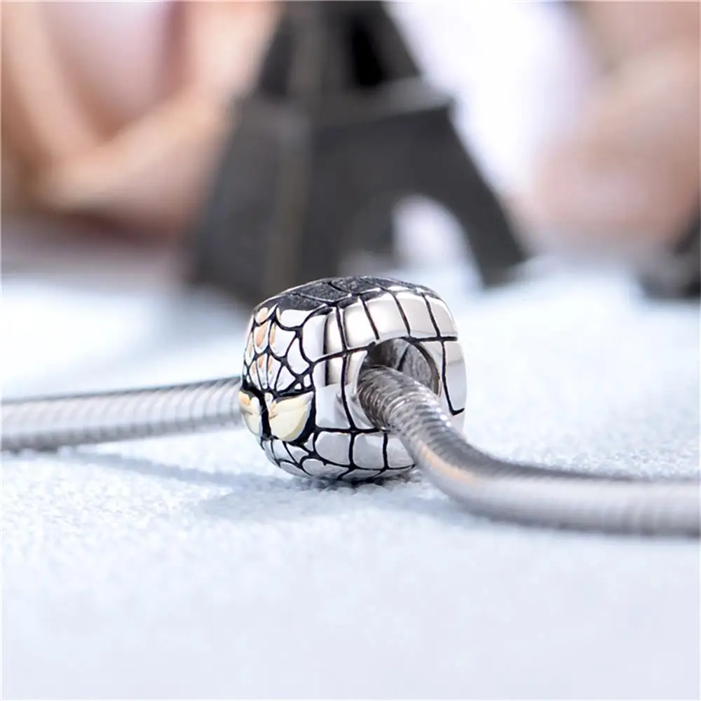 Miniso Disney 925 Sterling Silver Diy Charm Fit Original Pendant Hero Man Bracelet Movie Anime Character Spider Man Charm Beads 5