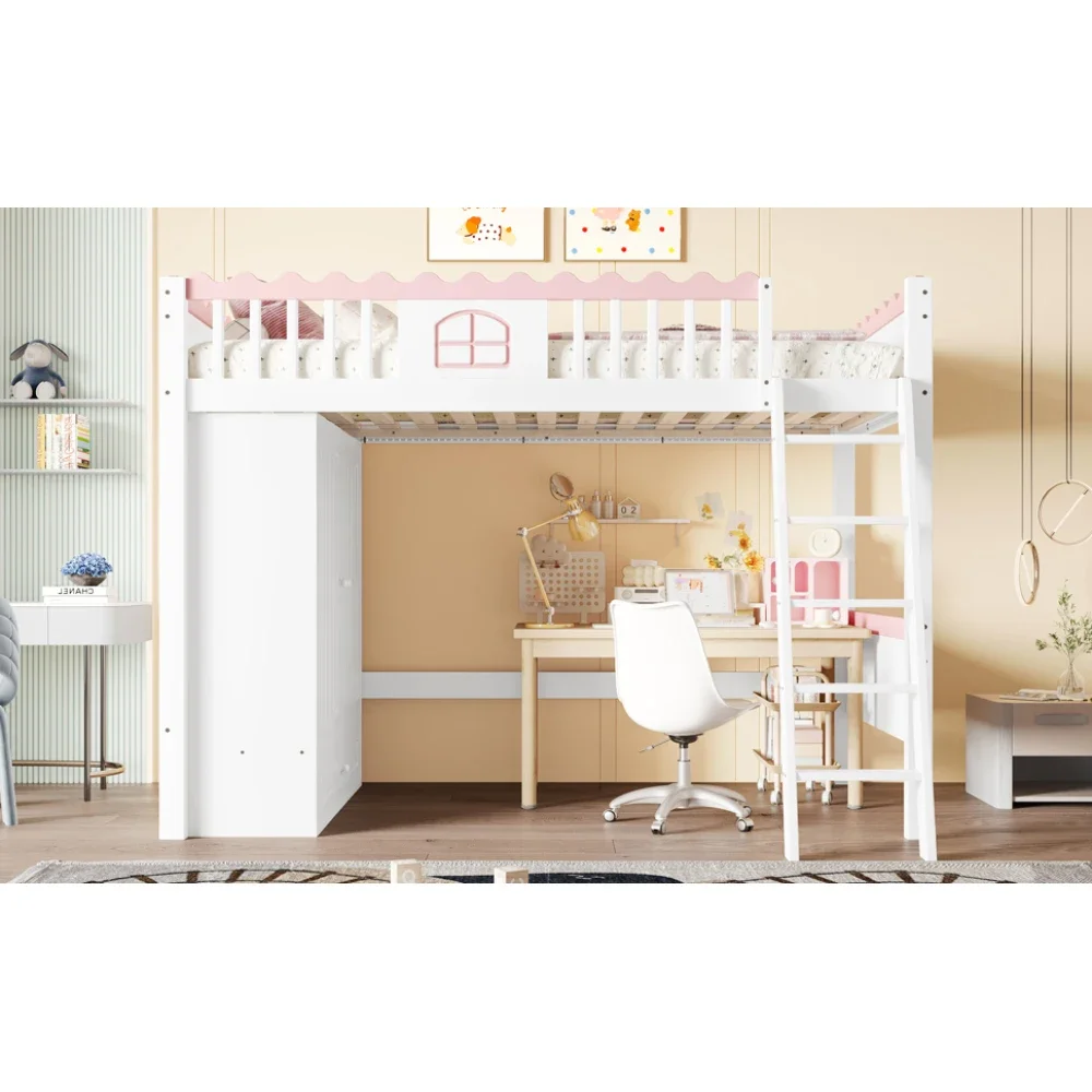 90x200cm modernes Etagenbett, Einzelbett (ohne Matratze), mit LED-Leuchten, mit Kleiderschrank, mit Ablagefach, Kiefernholz, für Schlafzimmer – Detail 20