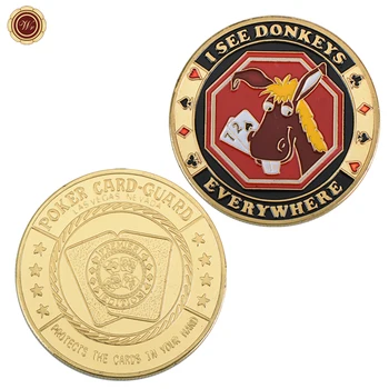 VEDI DONKEYS Poker Casino fiches Moneta EVERYWHERE Gioco da tavolo Poker Card Guard Protector Metallo Fortuna Sfida Chip Token Monete