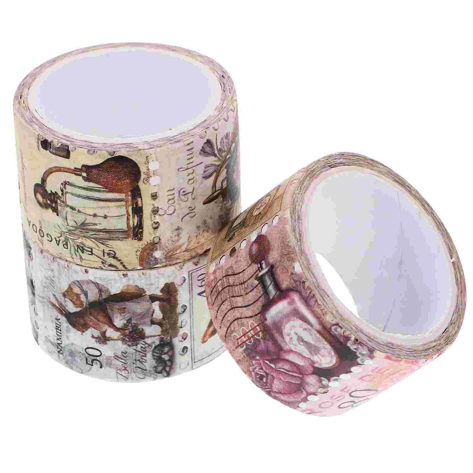 

3 Rolls of Stamp Washi Tapes DIY Vintage Stamp Stickers Scrapbooking Tapes