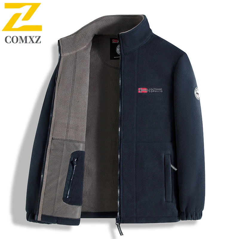 EiAO Jacket Norwegian Fleece Men Women Thermal Windproof Couple's Coat Thickened Outdoor Flannel for Hiking Camping Fishing 2025