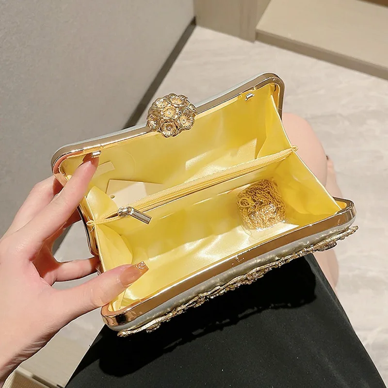 Sac De Soirée Femme Velours Et Strass – Pochette élégante Avec Chaîne Détachable – Pour Mariage, Cocktail, Cérémonie – Cadeau Chic