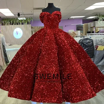 Customized Off Shoulder Sequin Prom Dresses for Teens Plus Size Ball Gown Sparkly Quinceanera Dresses Formal Evening Gowns 1