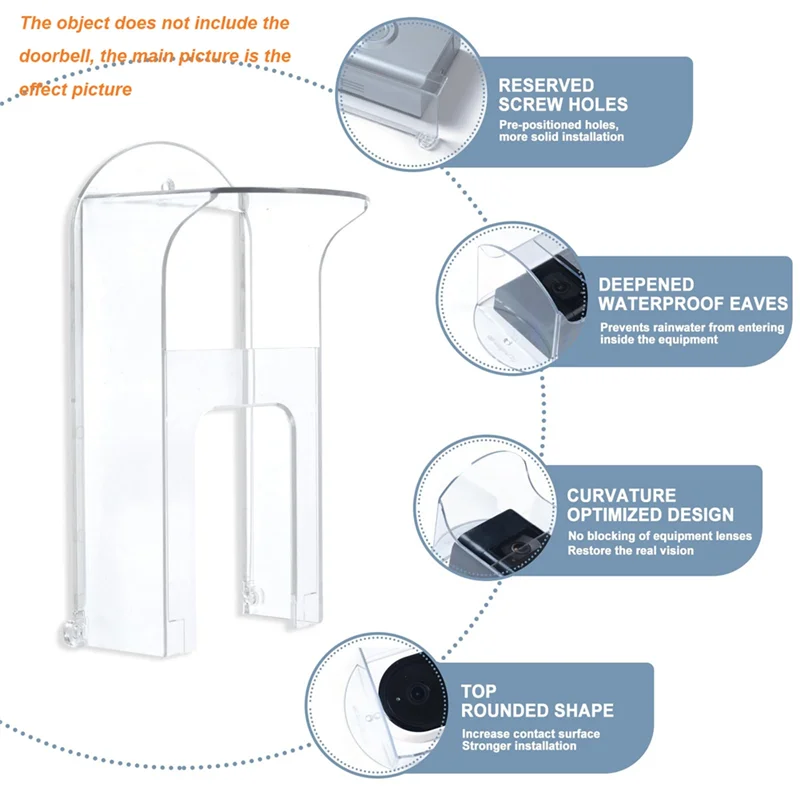 Transparent Plastic Doorbell Rain Cover Waterproof Protector Shield for Ring Models Video Doorbells