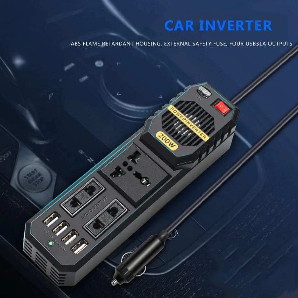 200w Car Inverter Dc 12v To Ac 220v Adapter Charger Socket Auto Power