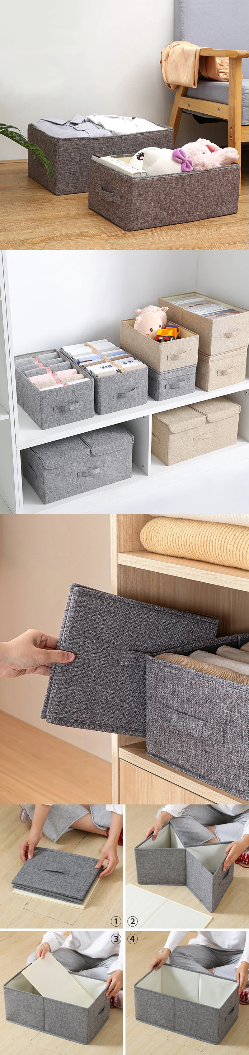 Description Picture 4 of itemFabric Cloth Storage Box for Book Clothes Toys Sundries Storage Foldable Closet Drawer Storage Wardrobe Clothes Bra Organizer