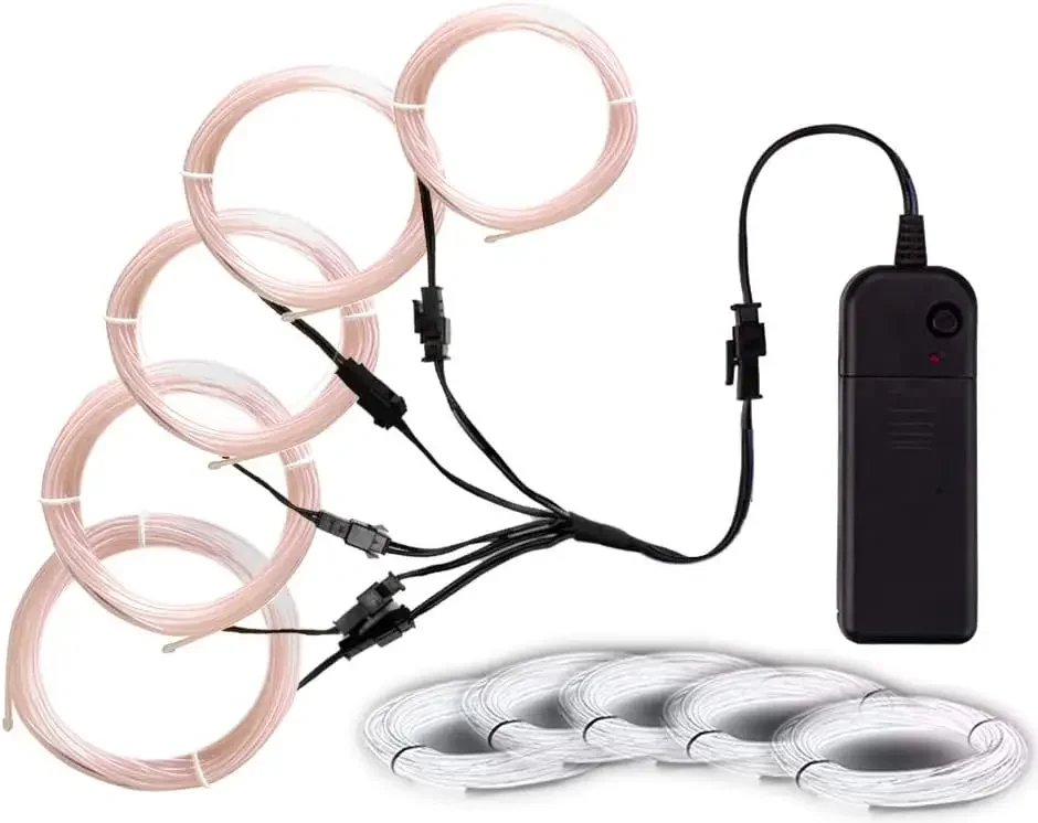 EL Wire set, 3 Light Modes Neon Light Portable Battery Powered Electroluminescent Wire