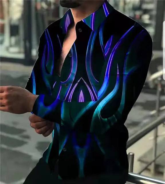 Autumn Men's Printed Hawaii Casual Shirts 2021 Brand Streetwear Men's Clothing Cardigan High-End Long Sleeve Dress Shirt CS-11
