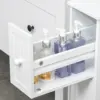 Kleankin Narrow Bathroom Cabinet on Wheels, Freestanding Toilet Paper Holder with 2 Drawers, Towel Rack, White 5
