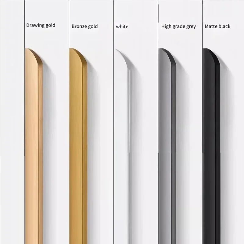 80-1200mm Light Luxury Simple Invisible Non Perforated Door Handle Wardrobe Edge Wrapped Long Black Handle Cabinet Hidden