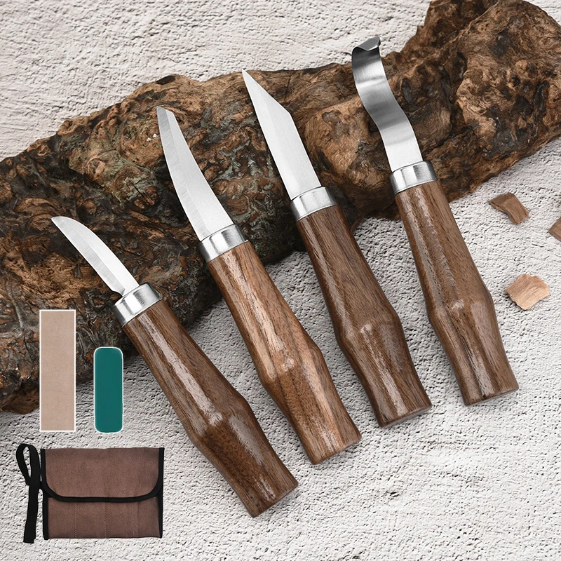 7PCS Wood Carving Chisel Knife Hand Tool Set Basic Detailed Woodworkers ...