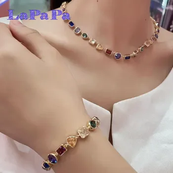 2025 Brand New Original Vintage Collection High Quality Colored Crystal Jewelry Set Fashion for Women Necklace Earring Bracelet 1