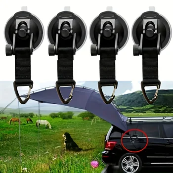 4pcs Outdoor Camping Suction Cup Hook - Portable with Safety Lock, Used for Outdoor Activities, Camping Accessories