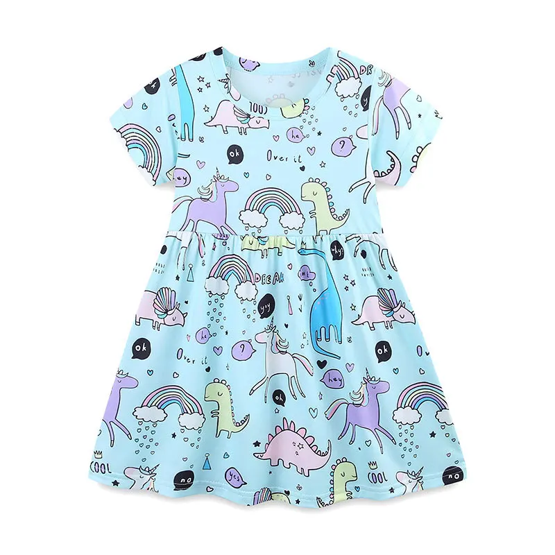 Kids Clothes Children's Clothing Baby Girls Skirt 2025 Summer Cotton Cartoon Flowers Dresses
