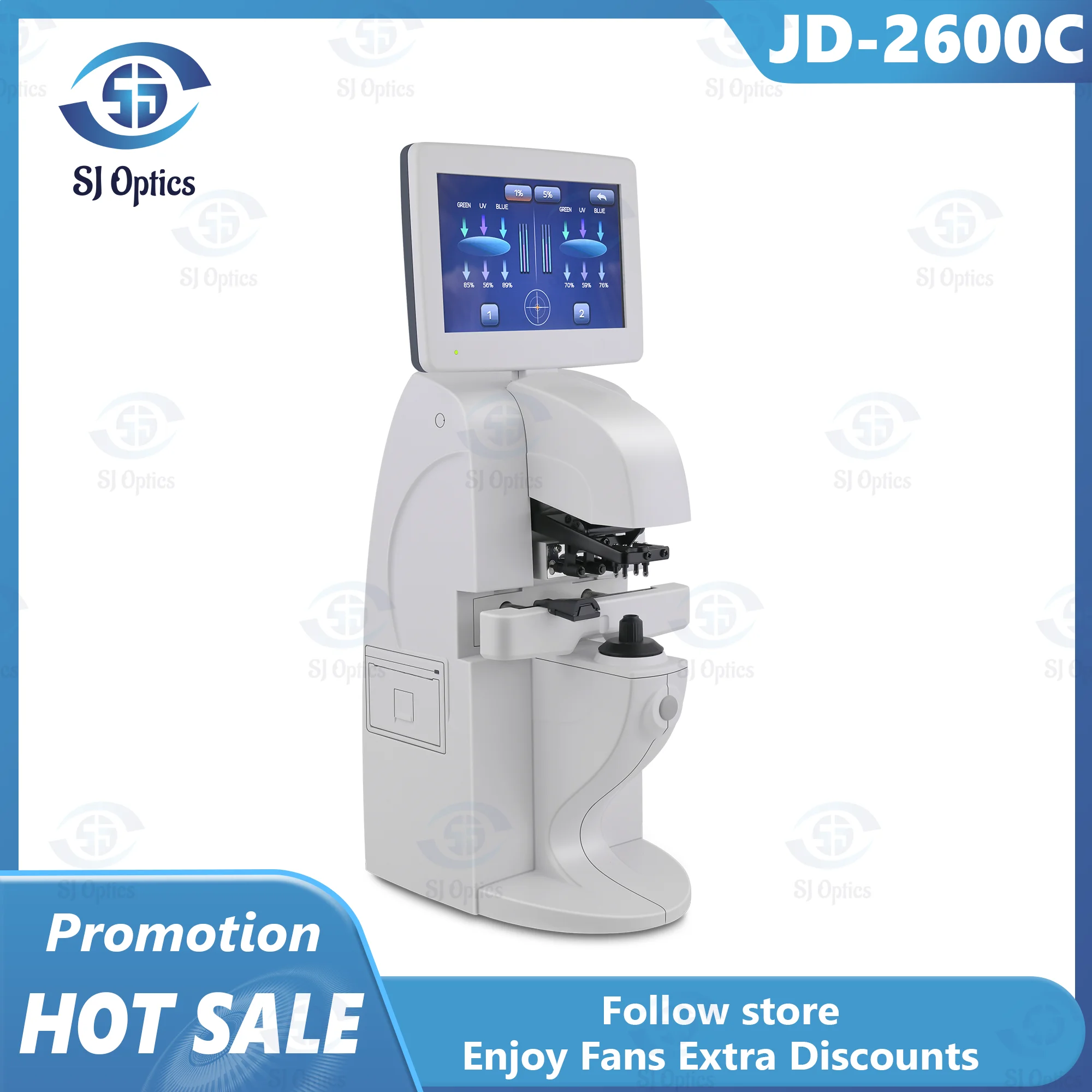 JD-2600C Automatic Lensometer 7'' Lcd Touch Screen Digital Automatic Focimeter with PD UV Printer Optical Digital Auto Lensmeter