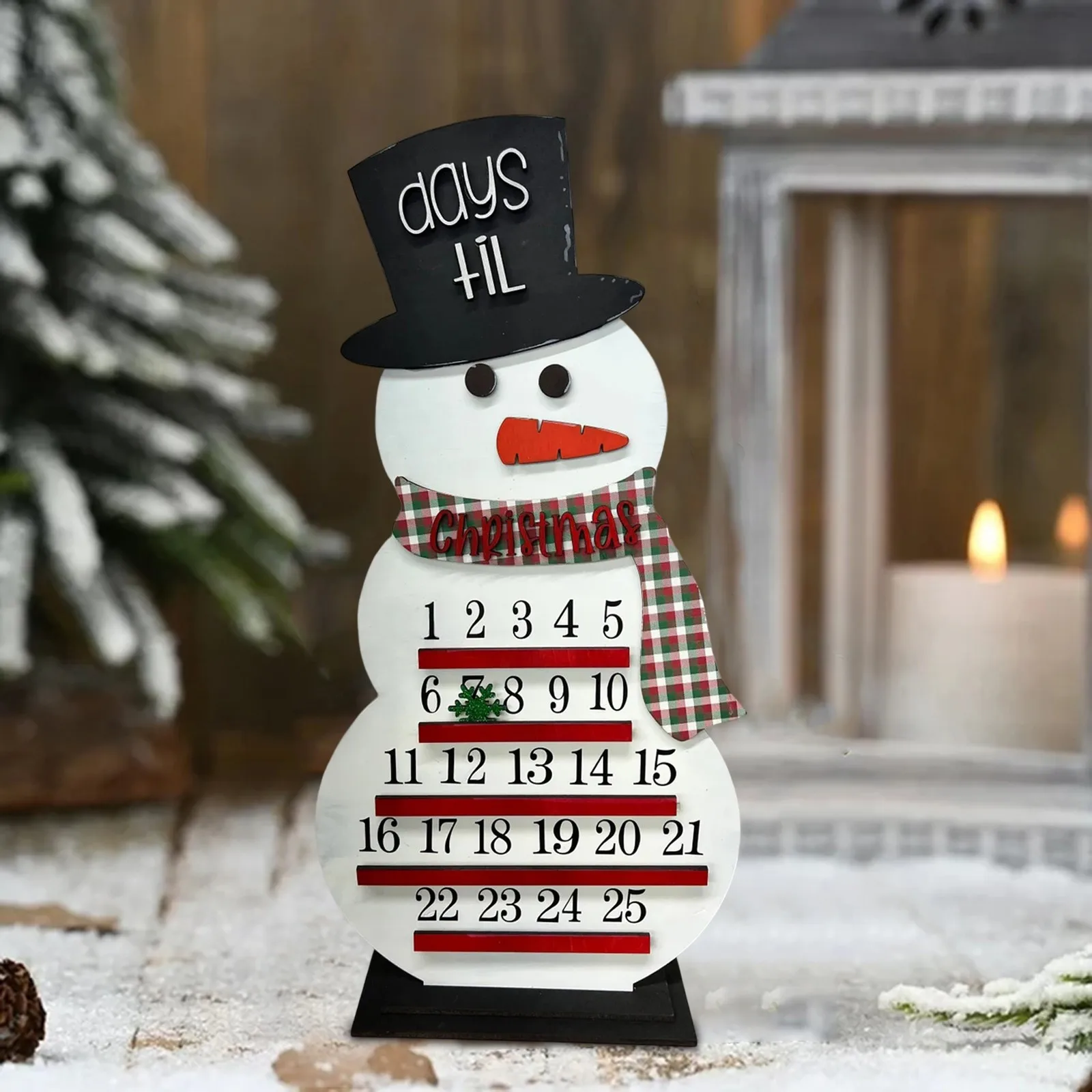 

Christmas Wooden Advent Calendar Countdown Decoration 25 Days Christmas Holiday Decorations Funny Winter Scene Child Xmas Gift