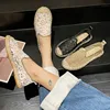 2025 New Elegent Flax Breathable Mesh Canvas Comfortable Women Elegent Weave Embroidery Pattern Shoes 1