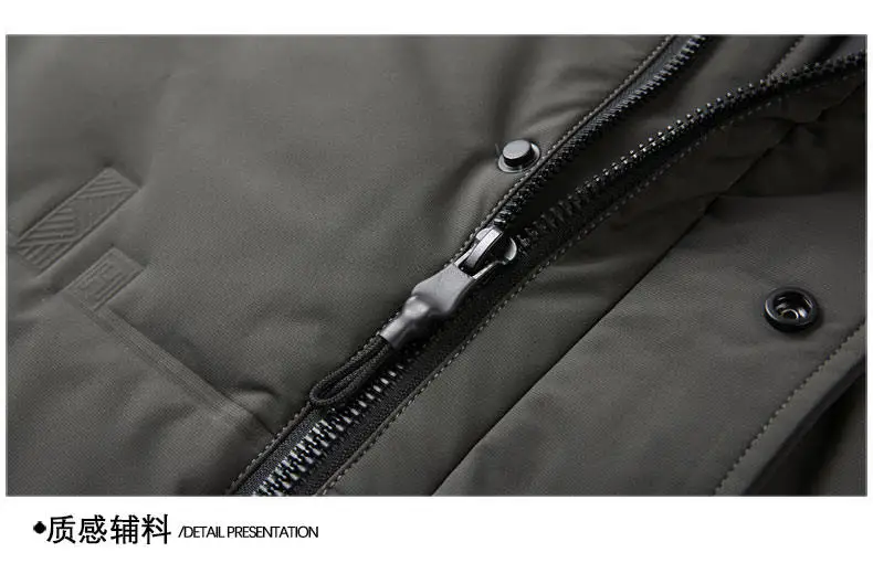Business Casual Kapuzen-Enten-Daunenjacke 2025, Winter, warme Mütze, abnehmbarer mittellanger Puffermantel, Oberbekleidung, winddicht, gepolsterte Kleidung – Detail 23