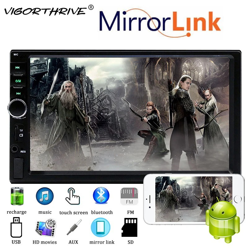 

2 Din 7 Inch Android MP5 Touch Car Radio 1080P EQ Sound Multi-lingual 12V Bluetooth TF SD AUX FM USB Mirror Link Stereo Receiver