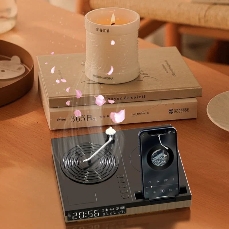 레트로 클래식 축음기 CD 플레이어, 가정용 휴대용 다기능 블루투스 오디오 지지대, 휴대폰 무선 충전