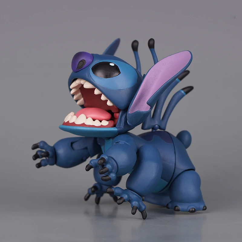 10.5cm Stitch New Hot Kaiyodo Stitch Action Figure Revoltech Stitch Ice Cream Figurine Joint Mobile Model Kits Custom Kids Toys