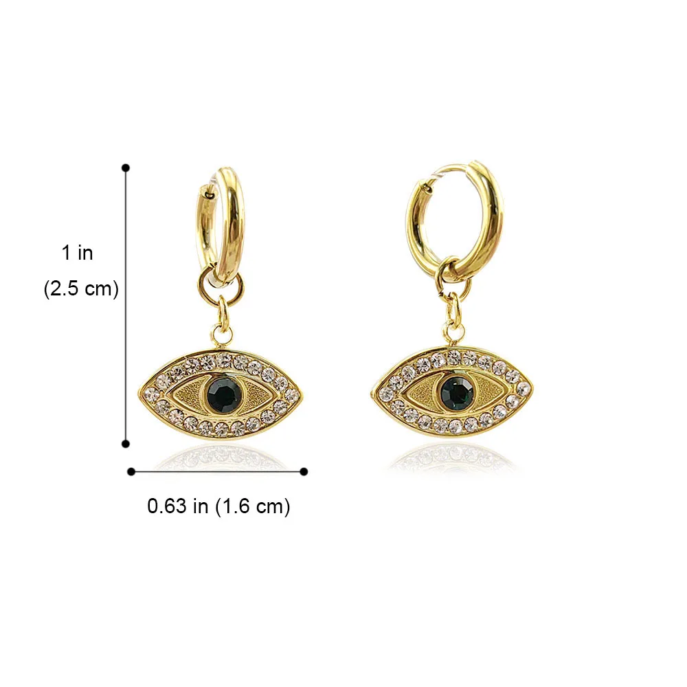 HUIDANG Neue Augen-Ohrringe für Damen, Boucles d'oreilles, Ohrring aus 316 Edelstahl, Creolen mit Anhänger – Detail 3