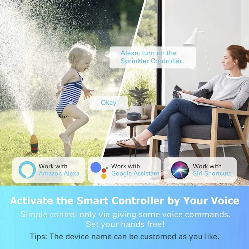 Tuya WiFi Smart Voice Irrigation Controller Irrigation System Solenoid Valve Watering Timer For Google Home, Alexa