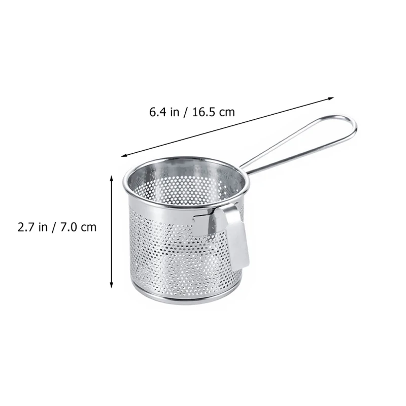 Description Picture 3 of itemSeparator Hot Pot Slip Through The Net Mini Deep Fryer Pasta Boil Baskets Stainless Steel Hot-pot Separation Sieve