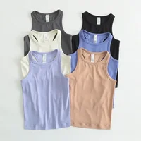 Women's Waist-Length Racerback Tank Top Buttery-soft Four-way Stretch Tight Fit Yoga Shirts Summer Breathable Sports Vest 1