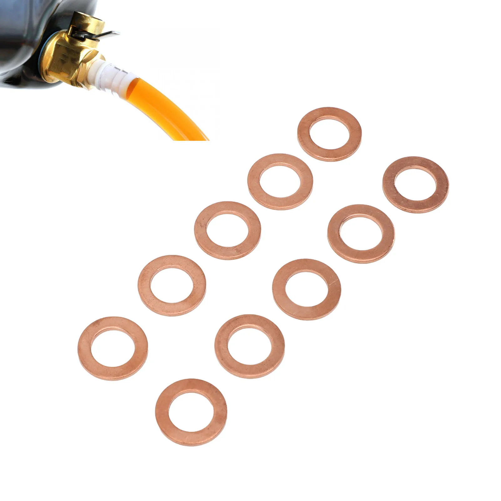 10Pcs M12 Copper Oil Drain Plug Washer Flat Sealing Gasket Ring Spacer For Oil Change oil drain plug gasket oil drain plug seal washer sealing washers