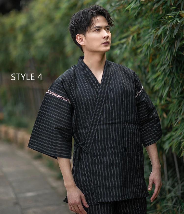 2024New Japanese Traditional Samurai Kimono For Men Yukata Bathing